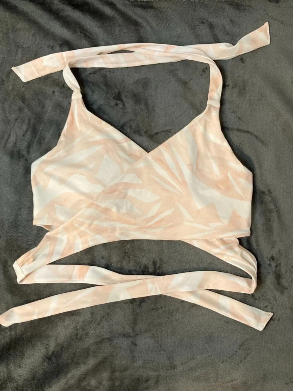 Athleta Women's White & Pink South Beach Wrap Halter Bikini Top - 36D
